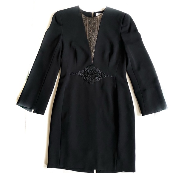 Badgley Mischka Black Long Sleeve w/Lace Detail -8. Fits more like a 6. - Picture 1 of 7